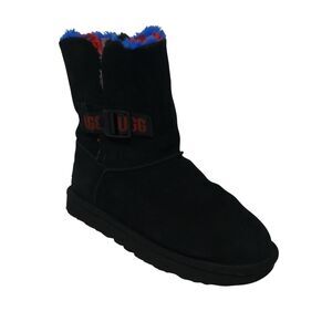 UGG Bailey Buckle Cali Collage Black Suede Fleece Lined Winter Boots